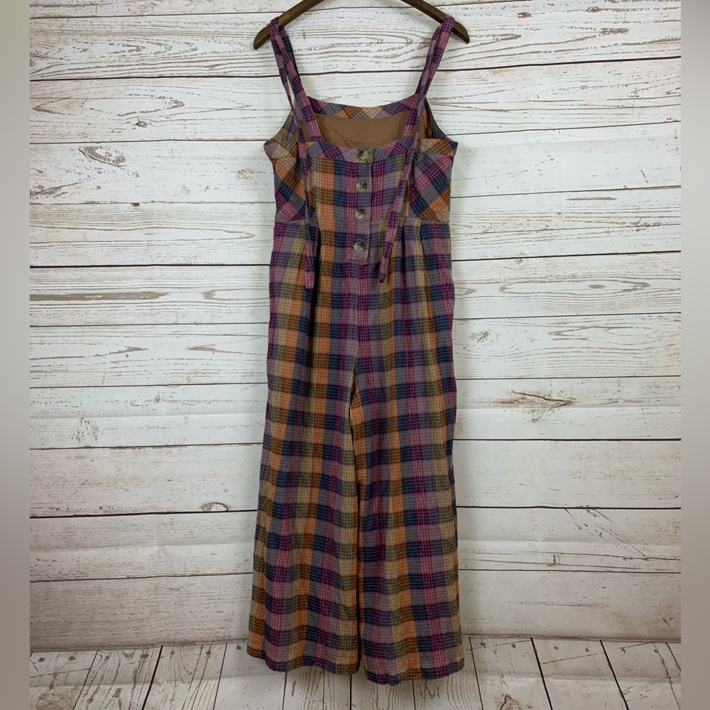 NWT Free People Overall Romper Plaid Wide Leg Crop - Picture 5 of 8